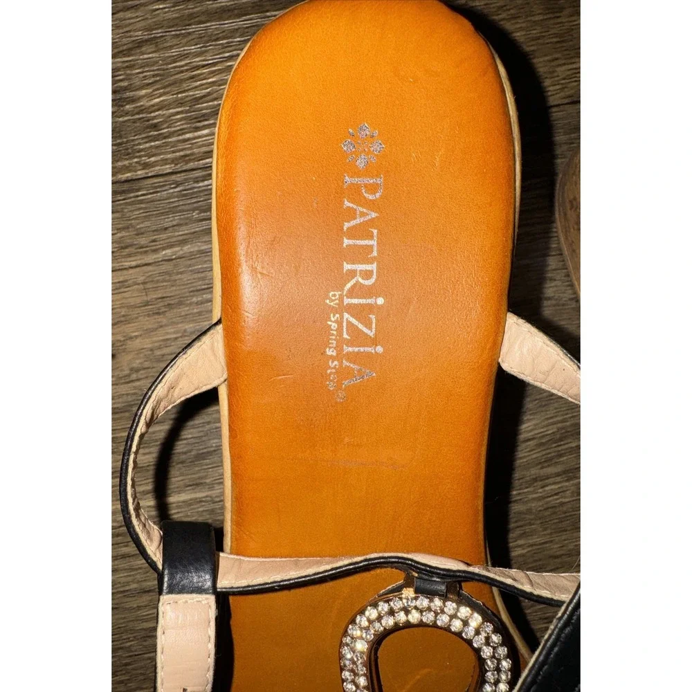 Spring Step Wedge Sandal Patrizia Faux Rhinestones Cork Womens US 8.5 EU 39